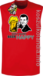 Dont worry beer happy - bezrękawnik męski - czerwona