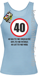 40 KM TO NIE ODLEGŁOŚĆ 40% to nie wódka 40 lat to nie wiek - top damski - błękitny