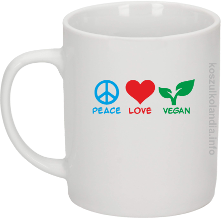 Peace Love Vegan - Kubek ceramiczny biały 