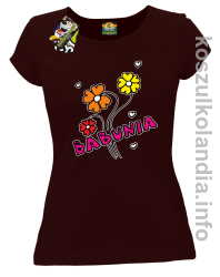 Babunia kwiatuszki trzy - Koszulka damska brąz 