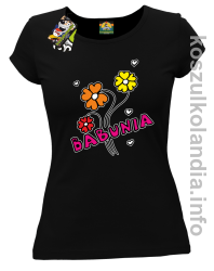 Babunia kwiatuszki trzy - Koszulka damska czarna 