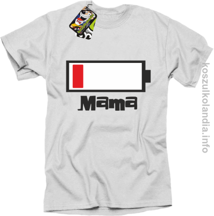 MAMA Bateria do ładowania - Koszulka STANDARD - biała