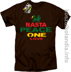 Rasta Peace ONE LOVE -  Koszulka męska - brązowa