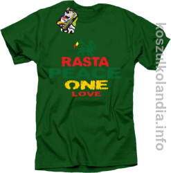 Rasta Peace ONE LOVE -  Koszulka męska - zielona