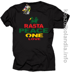 Rasta Peace ONE LOVE -  Koszulka męska - czarna