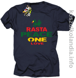Rasta Peace ONE LOVE -  Koszulka męska - granatowa