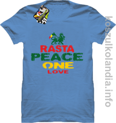 Rasta Peace ONE LOVE -  Koszulka męska - błękitna