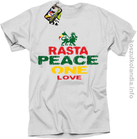 Rasta Peace ONE LOVE -  Koszulka męska - biała