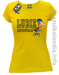 Lubię zapierdalać rowerzysta - koszulka damska - żółta