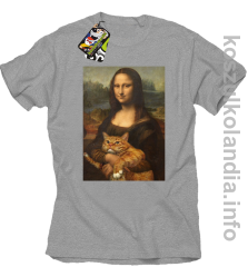 Mona Lisa z kotem - koszulka męska melanż 