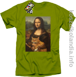 Mona Lisa z kotem - koszulka męska kiwi 