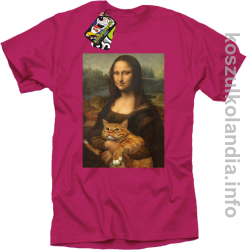 Mona Lisa z kotem - koszulka męska fuchsia 