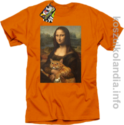 Mona Lisa z kotem - koszulka męska pomarańczowa 