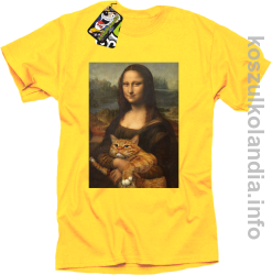 Mona Lisa z kotem - koszulka męska żółta 