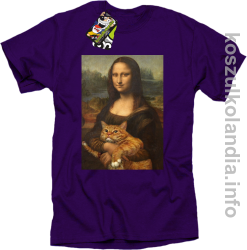 Mona Lisa z kotem - koszulka męska fioletowa 