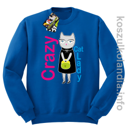 Crazy CAT Lady - Bluza męska standard bez kaptura niebieska 