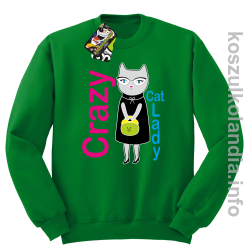 Crazy CAT Lady - Bluza męska standard bez kaptura zielona 