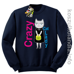 Crazy CAT Lady - Bluza męska standard bez kaptura granat