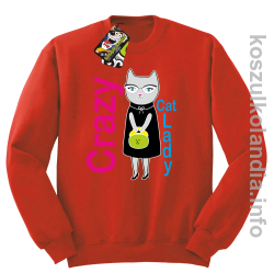 Crazy CAT Lady - Bluza męska standard bez kaptura czerwona 