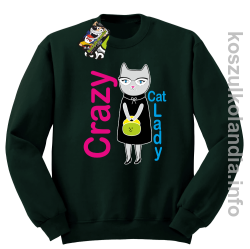Crazy CAT Lady - Bluza męska standard bez kaptura butelkowa 