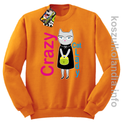 Crazy CAT Lady - Bluza męska standard bez kaptura pomarańcz 
