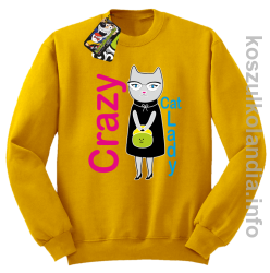 Crazy CAT Lady - Bluza męska standard bez kaptura żółta 
