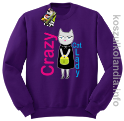 Crazy CAT Lady - Bluza męska standard bez kaptura fiolet 