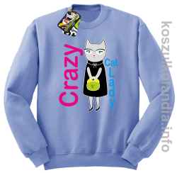 Crazy CAT Lady - Bluza męska standard bez kaptura błękit 