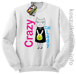 Crazy CAT Lady - Bluza męska standard bez kaptura biała 