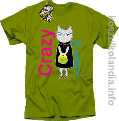 Crazy CAT Lady - Koszulka męska kiwi
