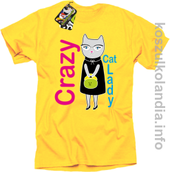 Crazy CAT Lady - Koszulka męska żółta 