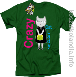 Crazy CAT Lady - Koszulka męska zielona 