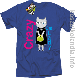 Crazy CAT Lady - Koszulka męska niebieska 