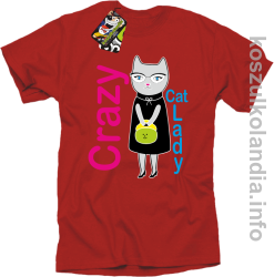 Crazy CAT Lady - Koszulka męska czerwona 