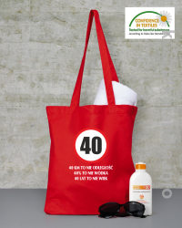 40 KM TO NIE ODLEGŁOŚĆ 40% to nie wódka 40 lat to nie wiek - torba bawełniana - czerwona