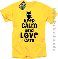 Keep Calm and Love Cats Black Filo - Koszulka męska żółta 