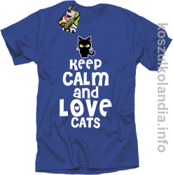 Keep Calm and Love Cats Black Filo - Koszulka męska niebieska 