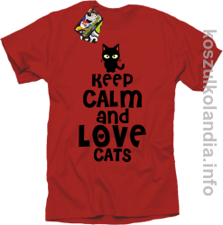 Keep Calm and Love Cats Black Filo - Koszulka męska czerwona 