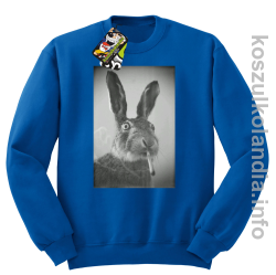 Zając z cygaretem - Bluza standard bez kaptura niebieska 