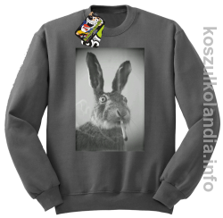 Zając z cygaretem - Bluza standard bez kaptura szara 