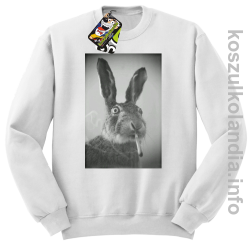 Zając z cygaretem - Bluza standard bez kaptura biała 