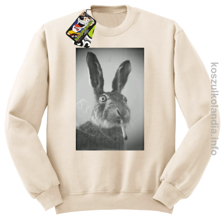 Zając z cygaretem - Bluza standard bez kaptura beżowa 