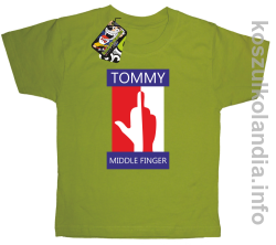 Tommy Middle Finger - koszulka dziecięca - kiwi