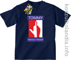 Tommy Middle Finger - koszulka dziecięca - granatowa