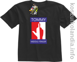 Tommy Middle Finger - koszulka dziecięca - czarna