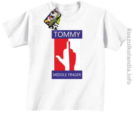 Tommy Middle Finger - koszulka dziecięca biała