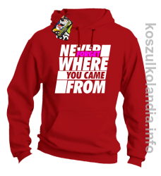 Never forget where you came from - Bluza męska z kapturem czerwona 