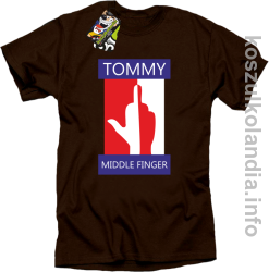 Tommy Middle Finger - koszulka męska - brązowa