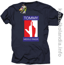 Tommy Middle Finger - koszulka męska - granatowa