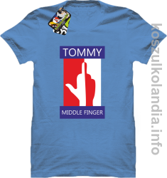Tommy Middle Finger - koszulka męska błękitna